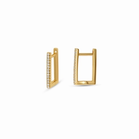 Light Pop Square Diamond Huggies Gold Earrings