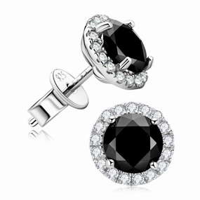 1.6 CTW Black Halo Diamond Earrings | S925 | Moissanite Graceful Fashion Unique Craft