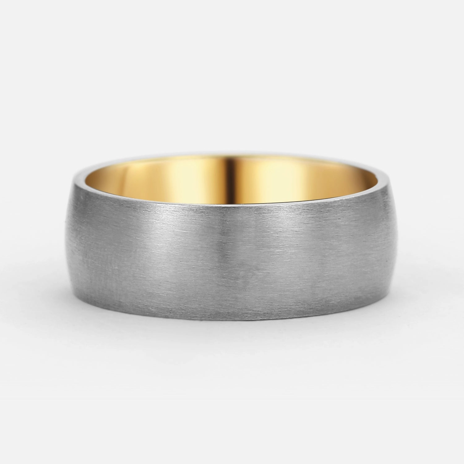 Textured Finish Brushing Two Tone Gold Couple Men's Wedding Band