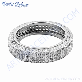 Elegant Designer Silver CZ Ring for Party Wear Sparkling Work Shiny Style