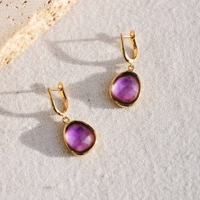 Deep Lavender Statement Earrings - Serendipity Graceful Embellishment Secure Aesthetic