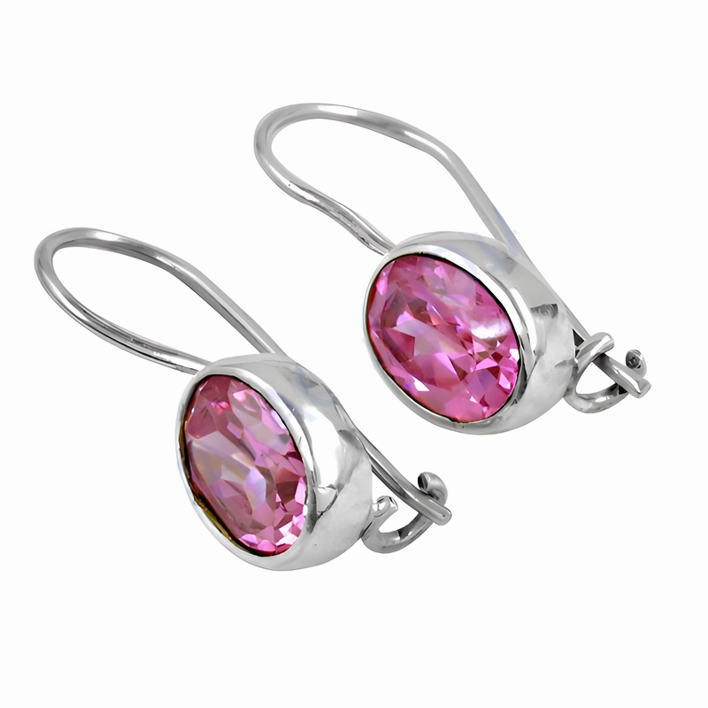Opulent Embellishment Handmade Pink Cubic Zirconia Gemstone 925 Silver Earrings - CZ Earring