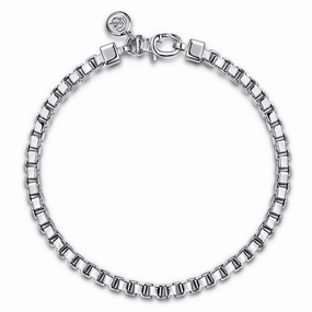 4mm 925 Sterling Silver Solid Mens Box Chain Bracelet Whole Amalgamations