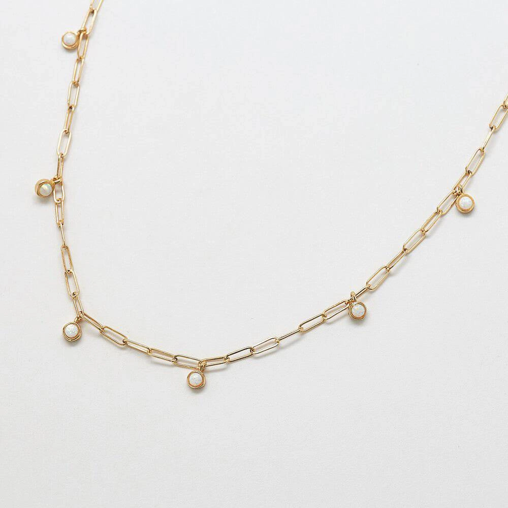 Vintage Mood Chain Link Opal Choker Necklace