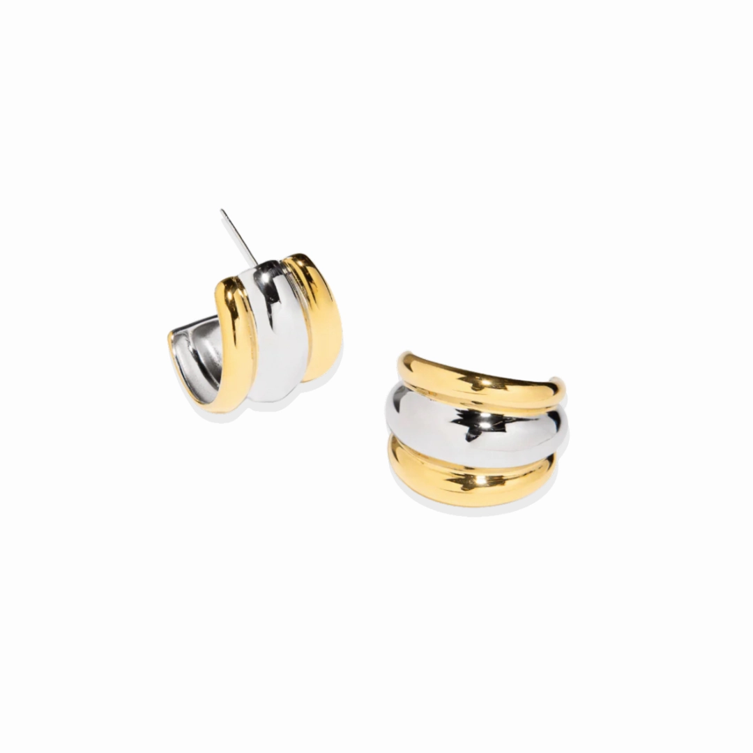 Beautiful Ornament The Merge Hoops ?C Bicolor Triple Hoop Earrings