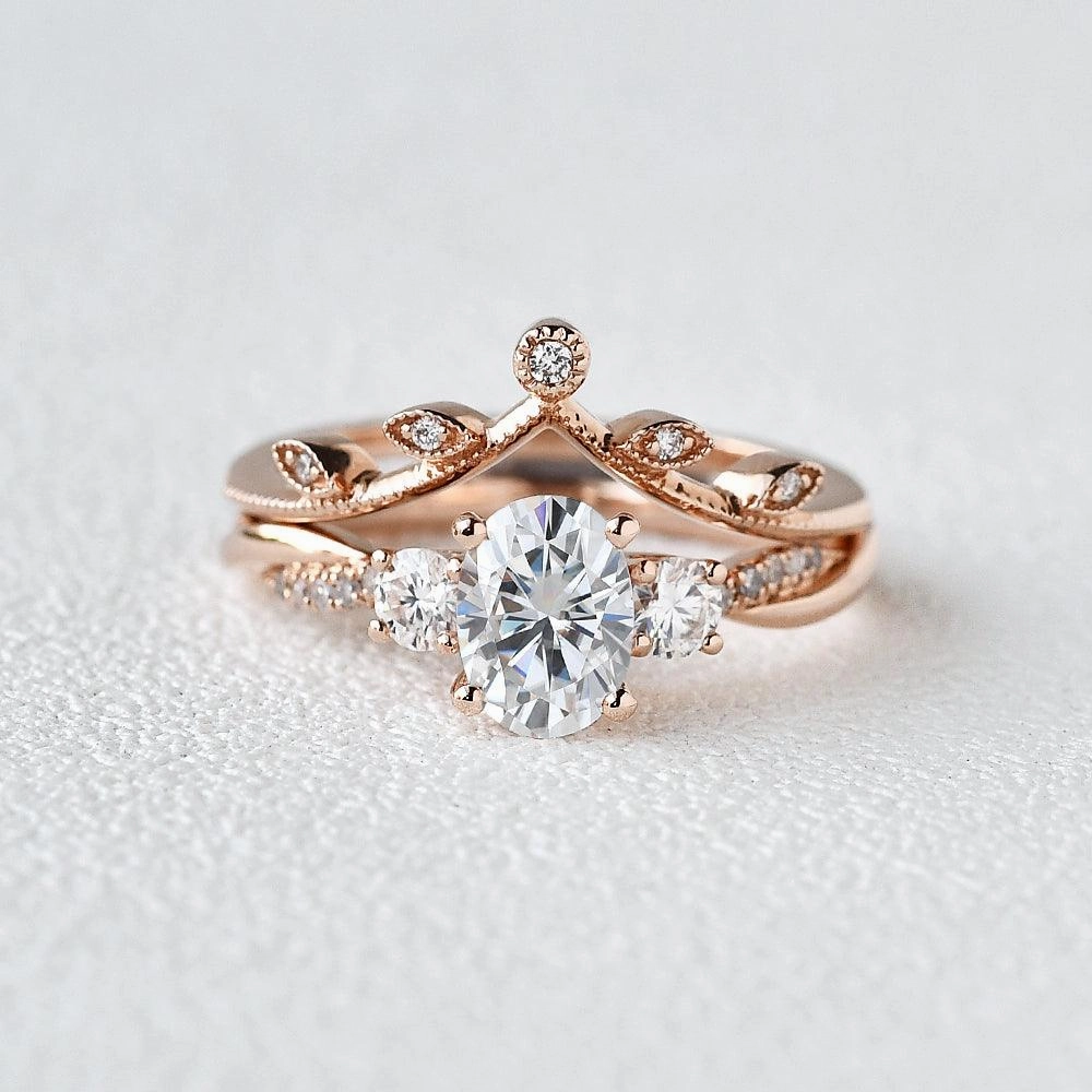 Elegant Fit Night Accent 1.5ct Moissanite Set 2pcs Unique Ring