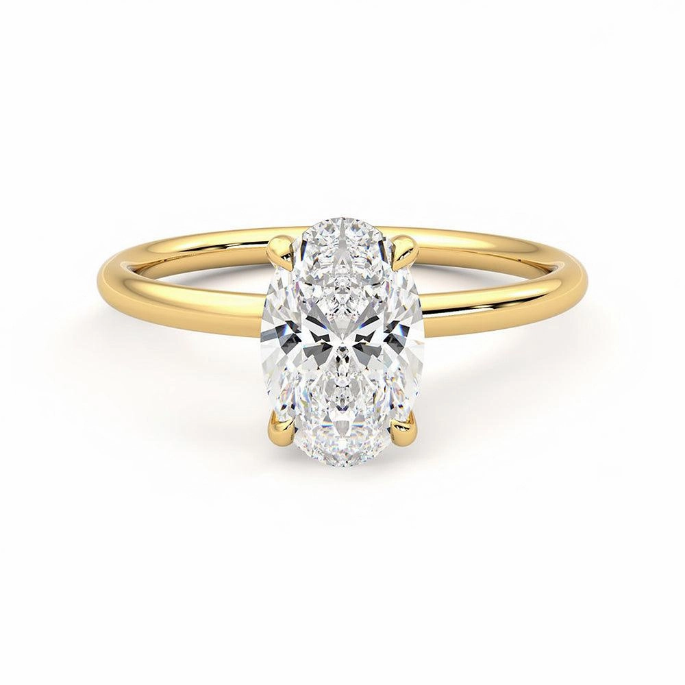 Solitaire Oval Cut Moissanite Engagement Ring with Hidden Anniversary Stone Premium Highlight