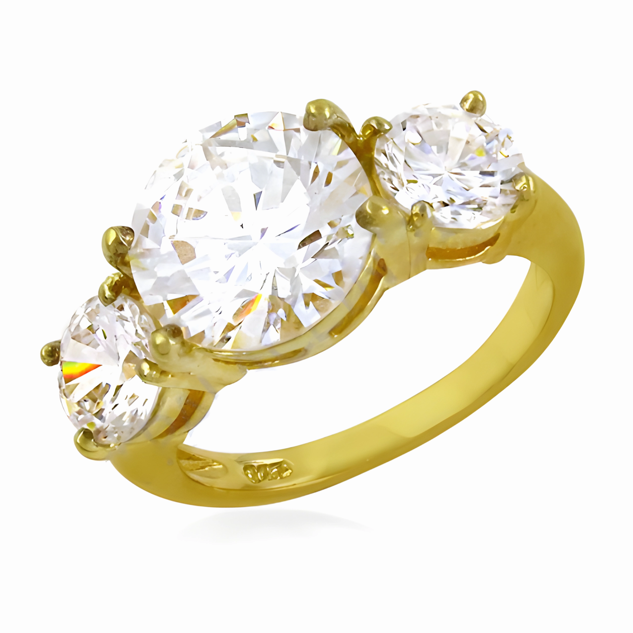 Charming Cubic Zirconia Gemstone Silver Gold Plated Ring - Elegant Jewelry Smooth Finish