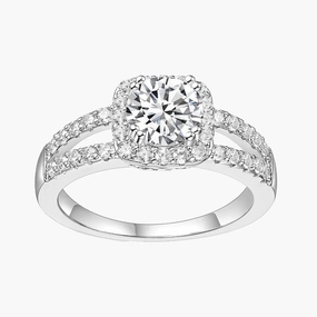 925 Sterling Silver Round Cut Cubic Zirconia Bridal Engagement Ring Handcrafted Art