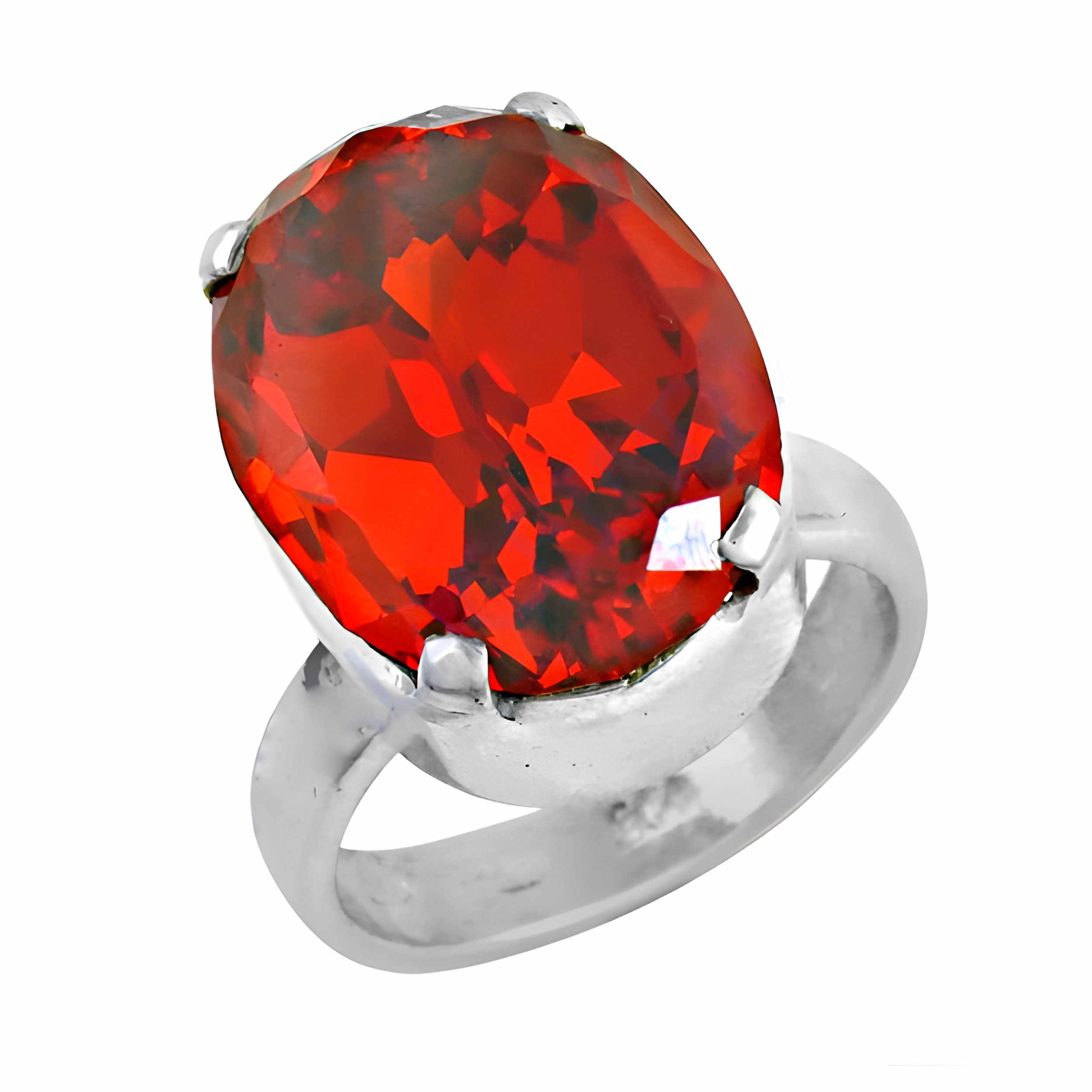 Charming Orange Cubic Zirconia Gemstone Silver Ring - Elegant Jewelry for Women Beautiful Product