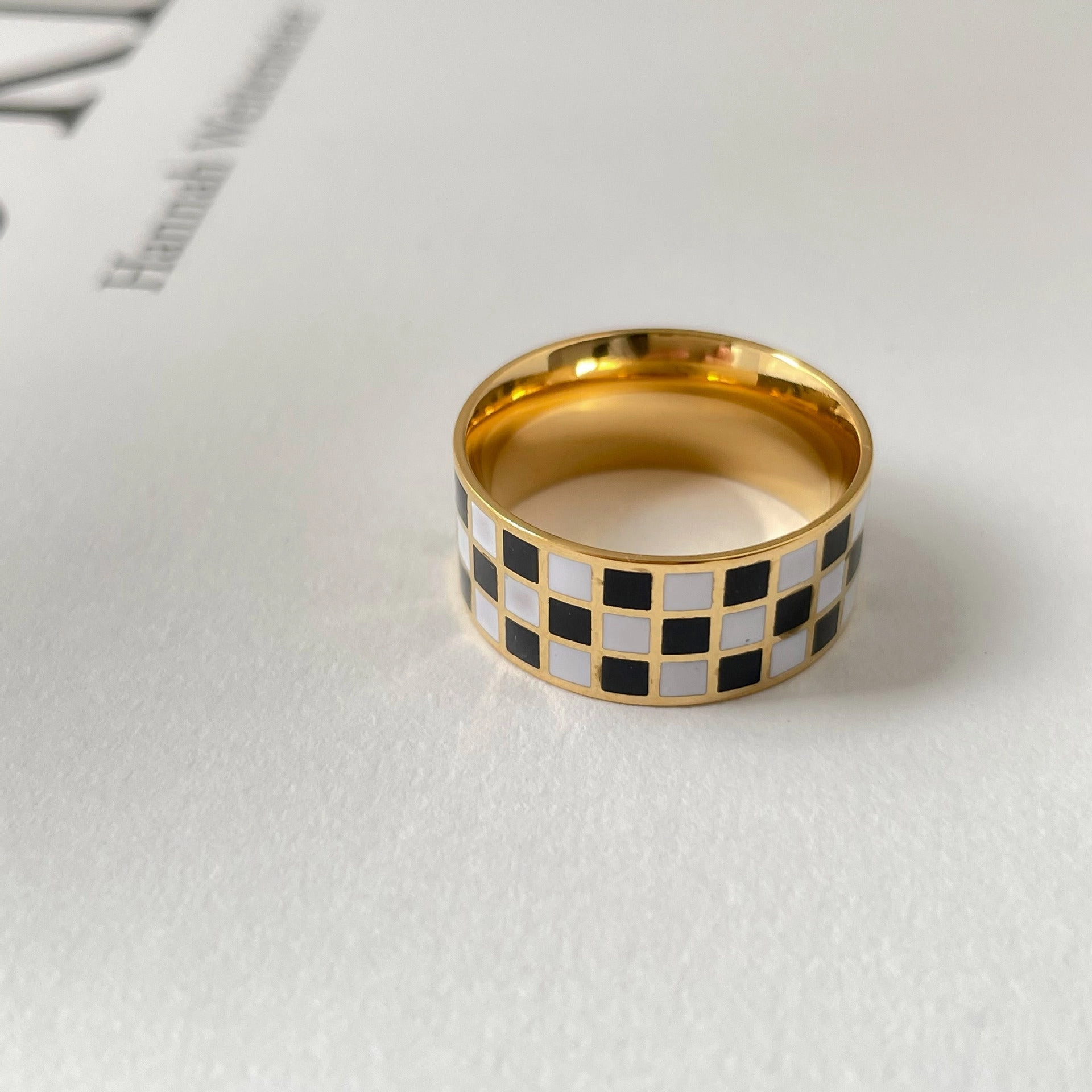 Checker Dome Ring, Slim Ring, Wide Band Ring Unique Craft