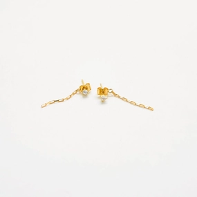 White CZ Chain Jacket Earrings Clean Spark