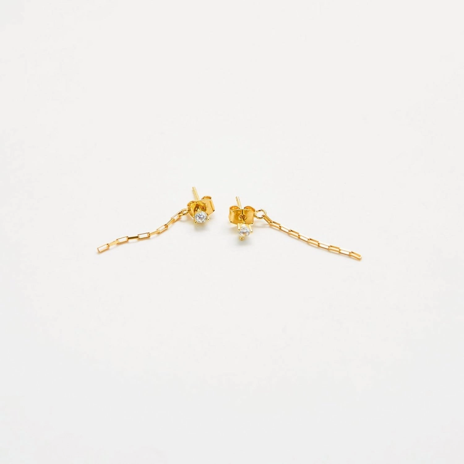 White CZ Chain Jacket Earrings Clean Spark