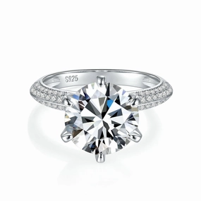 Weekend Look everyday elegance Round Brilliant Solitaire Diamond Engagement Ring | S925 | Moissanite