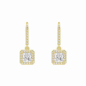 Gifting Moment Framed Solitaire Princess Cut Moissanite Drop Earrings