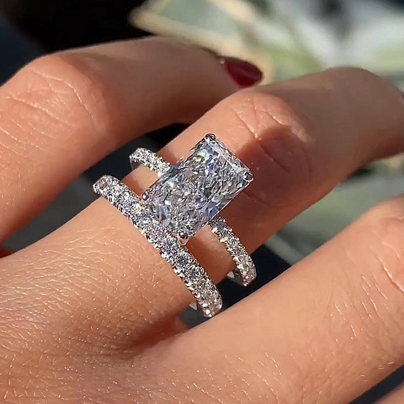 Timeless Detailing Louily 3.5Ct Radiant Cut Wedding Ring Set