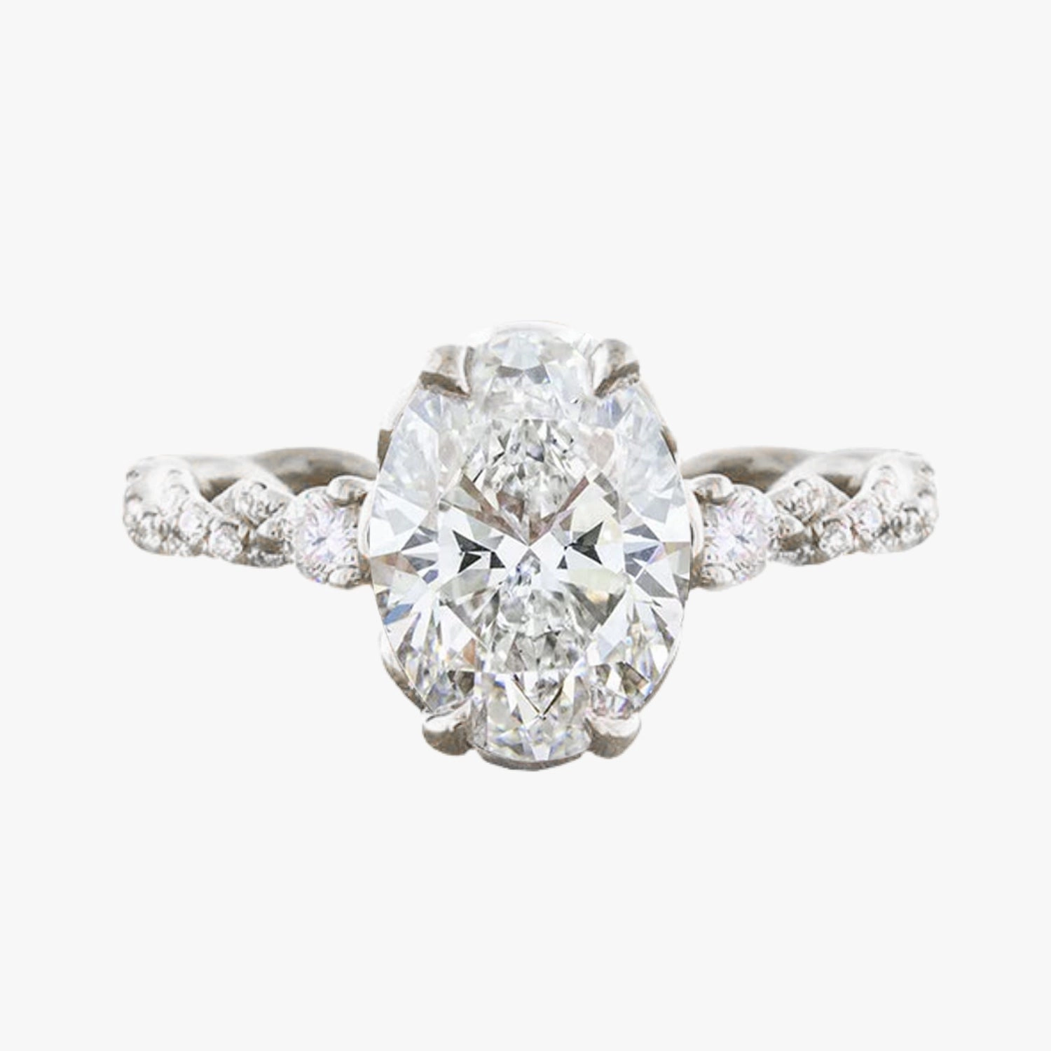 Graceful Layer Creative Light Oval Cut Twisted Cubic Zirconia Ring in Sterling Silver