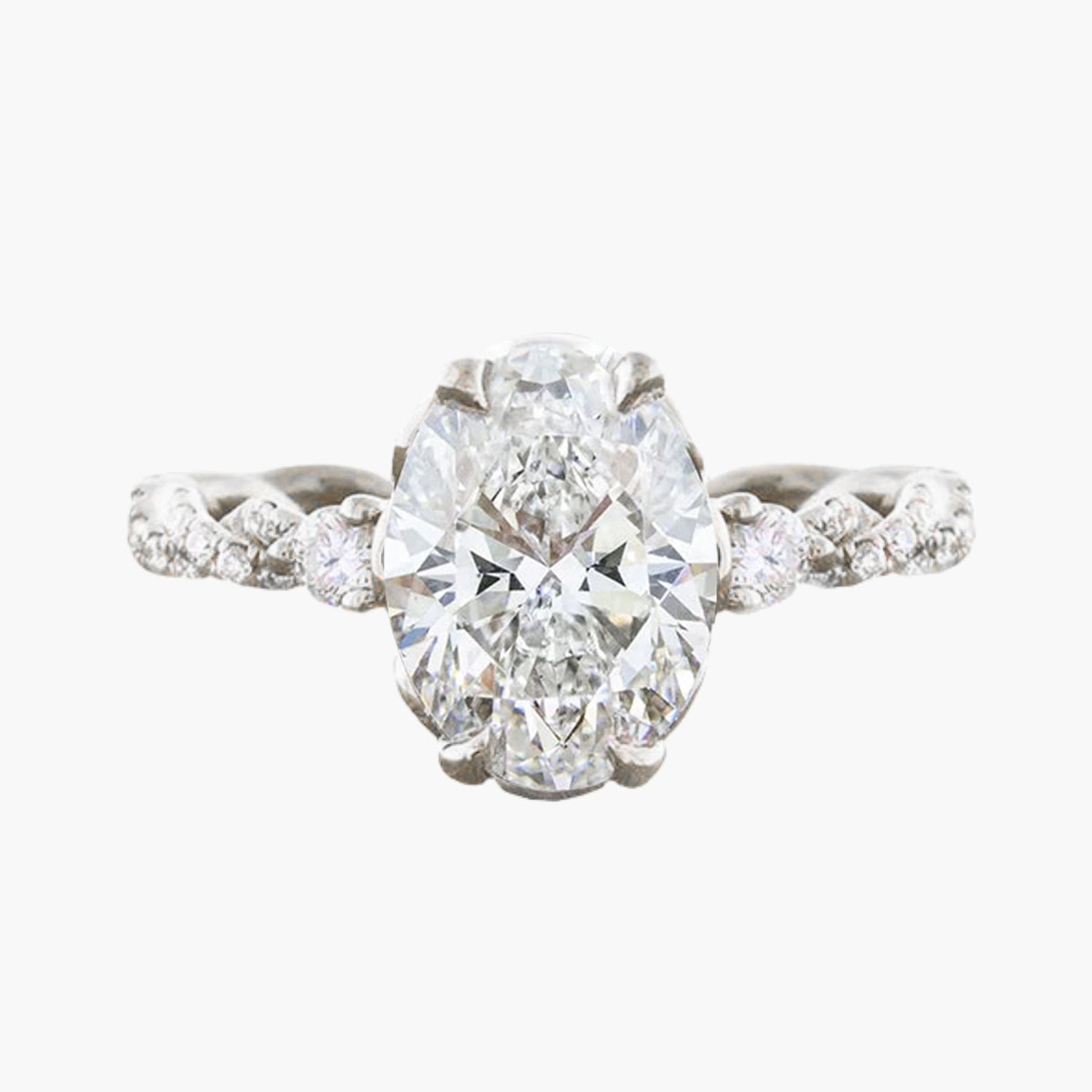 Dynamic Shape Precious Craft Oval Cut Twisted Cubic Zirconia Ring in Sterling Silver