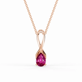 "You Are Supported And Protected" Pink Sapphire Necklace With Ribbon Graceful Twist Muted Finish
