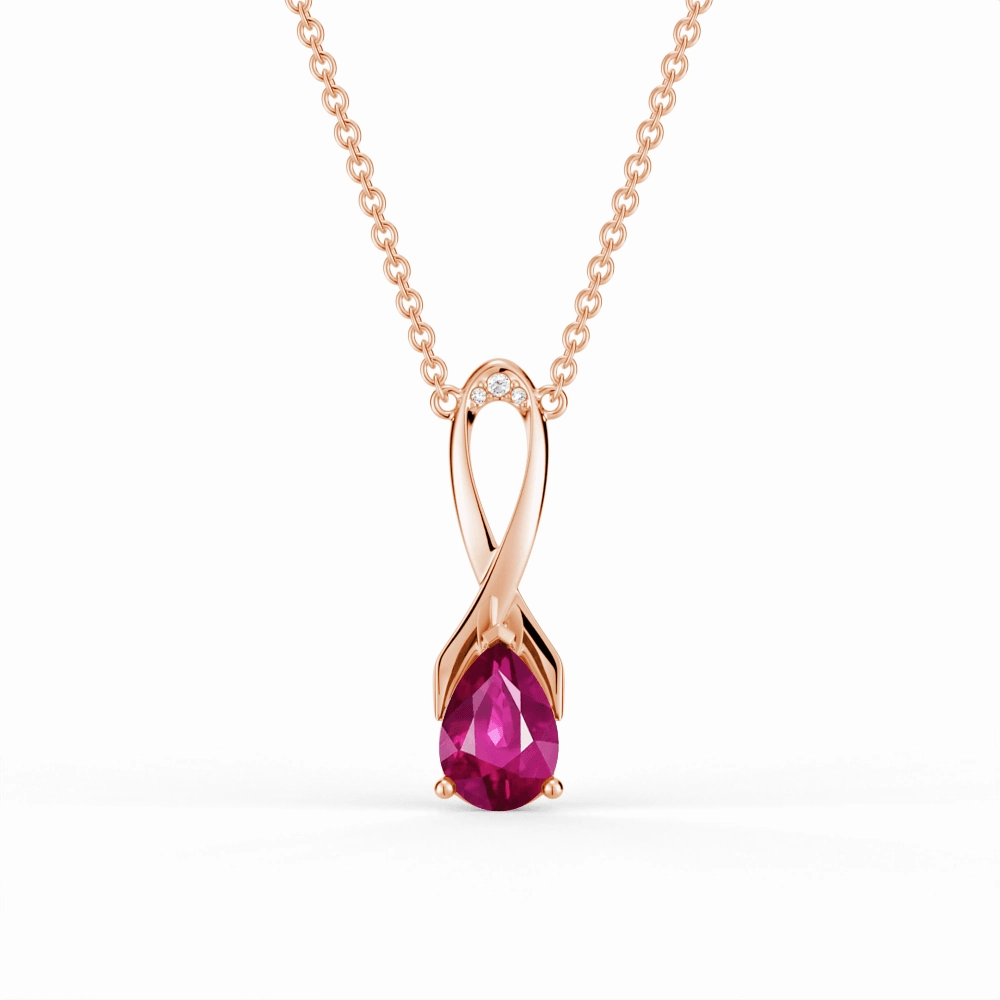"You Are Supported And Protected" Pink Sapphire Necklace With Ribbon Graceful Twist Muted Finish