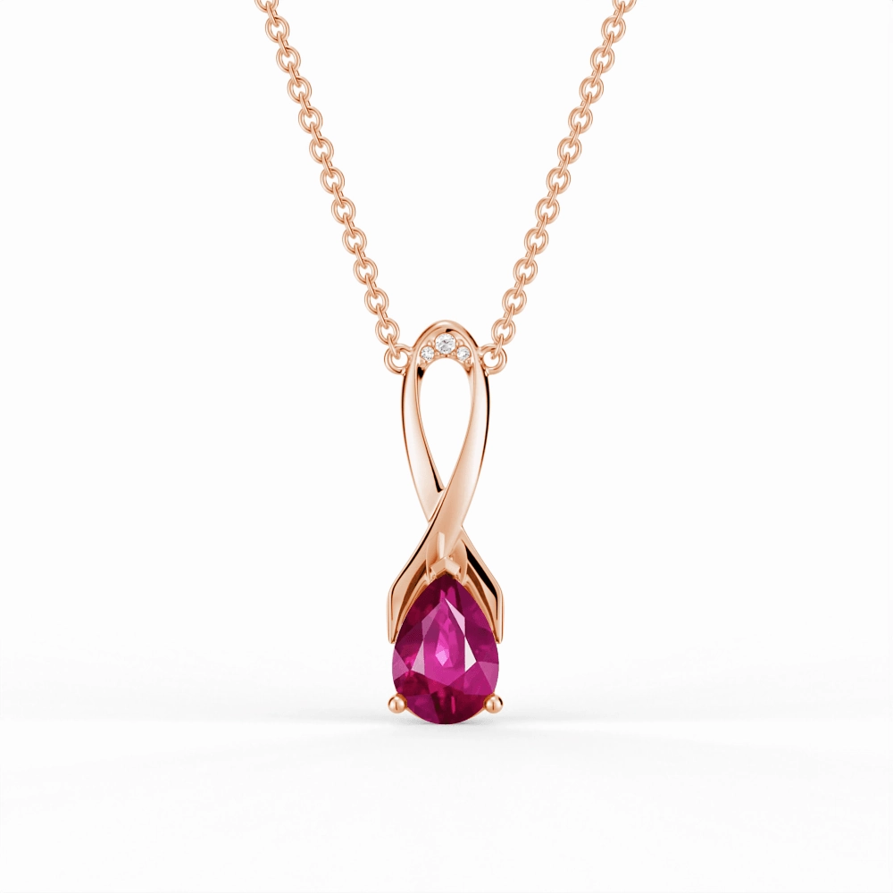 Sparkling Craftwork Minimal Daywear "You Are Supported And Protected" Pink Sapphire Necklace With Ribbon