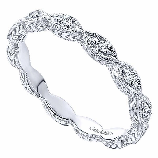 Marquise Shaped Stackable Diamond Ring 14K White Gold Stylish Look