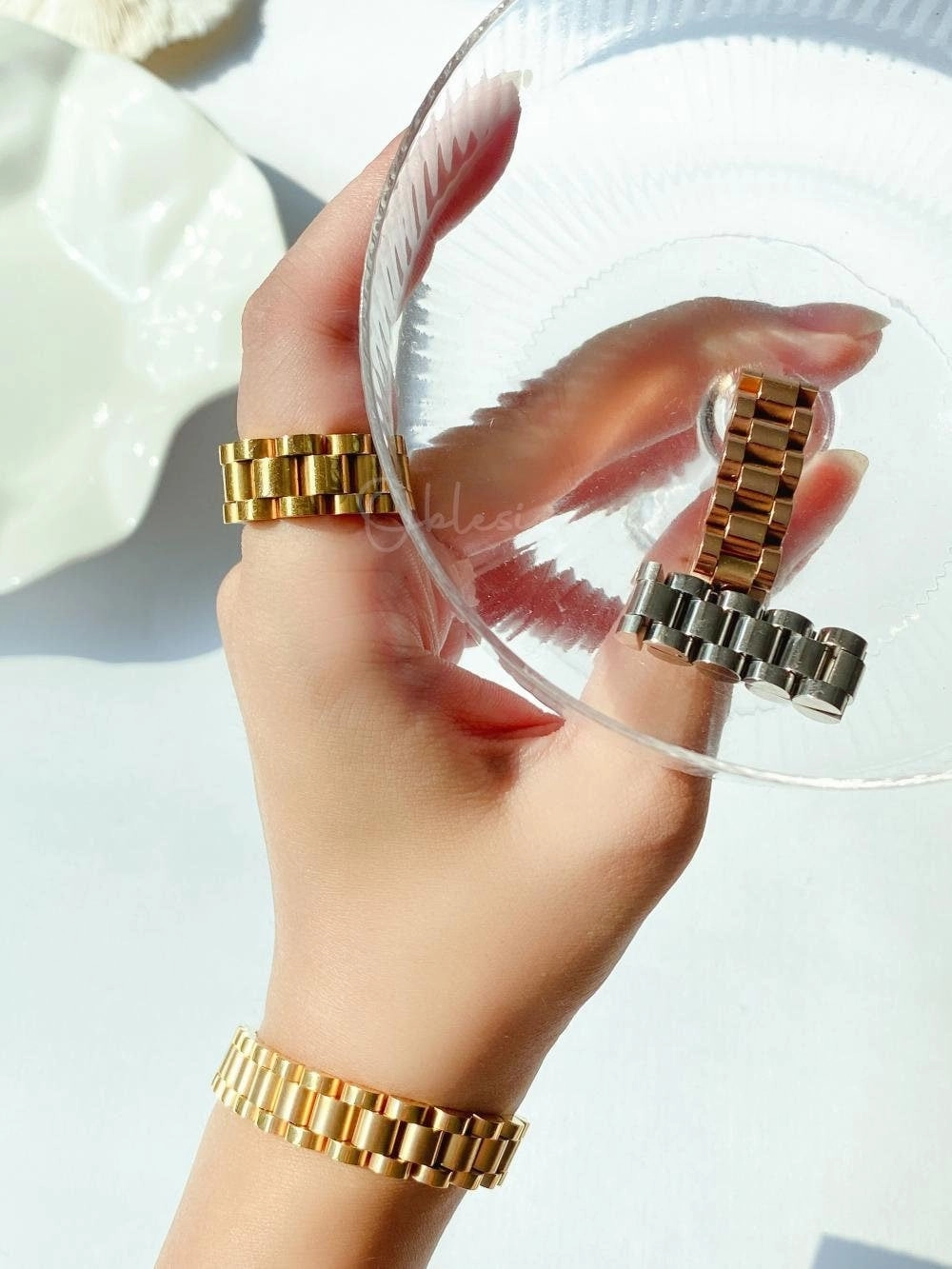 Rolex Style Mechanic Watch Band Ring & Bracelet Classic Proportion Comfortable Object