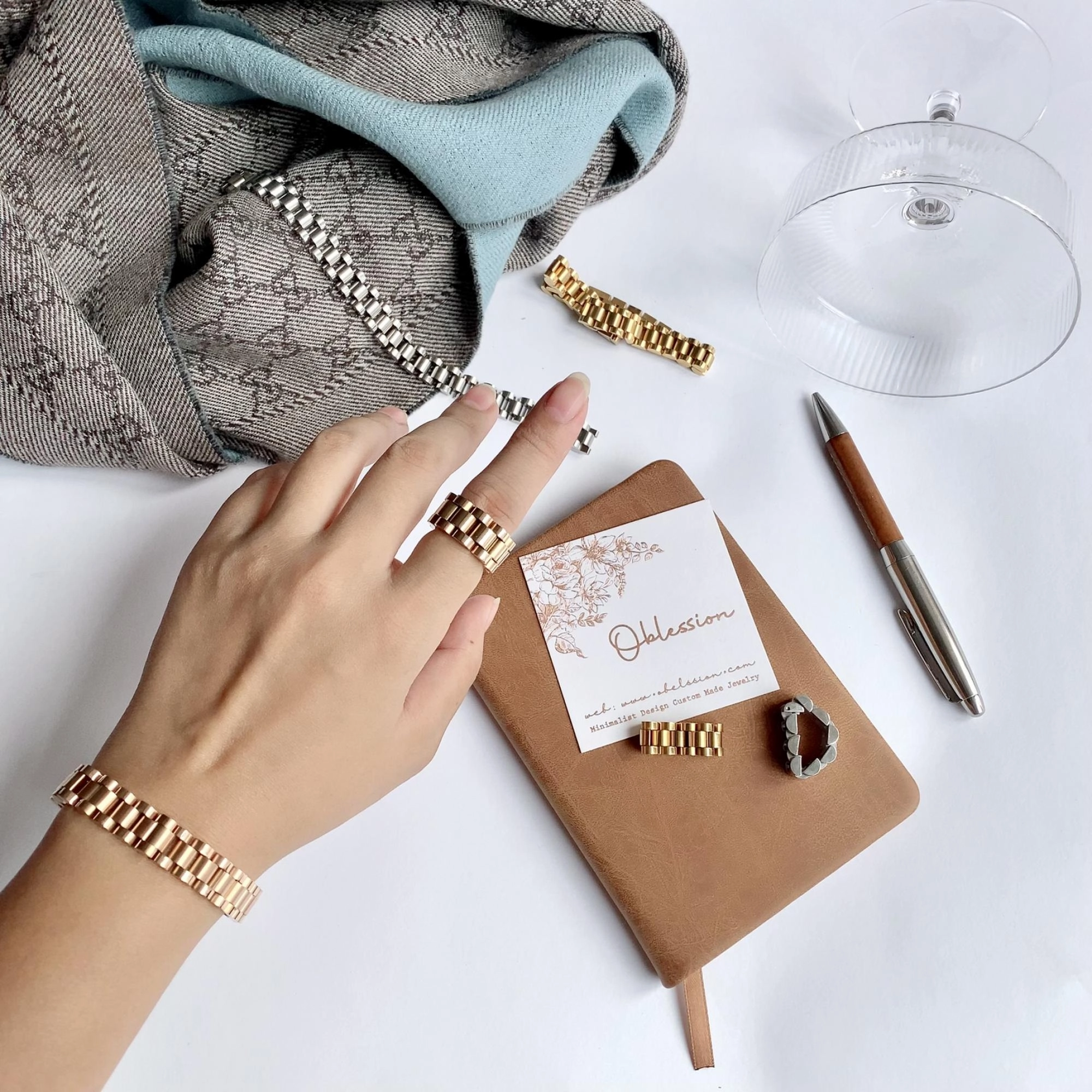 Rolex Style Mechanic Watch Band Ring & Bracelet Investment Jewelry