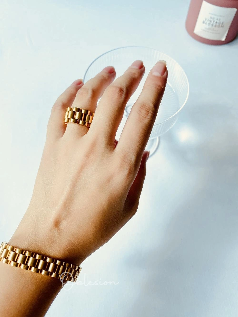 Custom Mark Rolex Style Mechanic Watch Band Ring & Bracelet