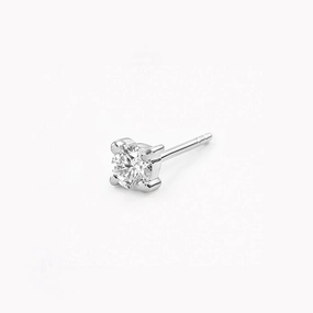 14k White Gold Diamond Stud Earring 3mm - Aria (Single) Heart-Shaped Ornament