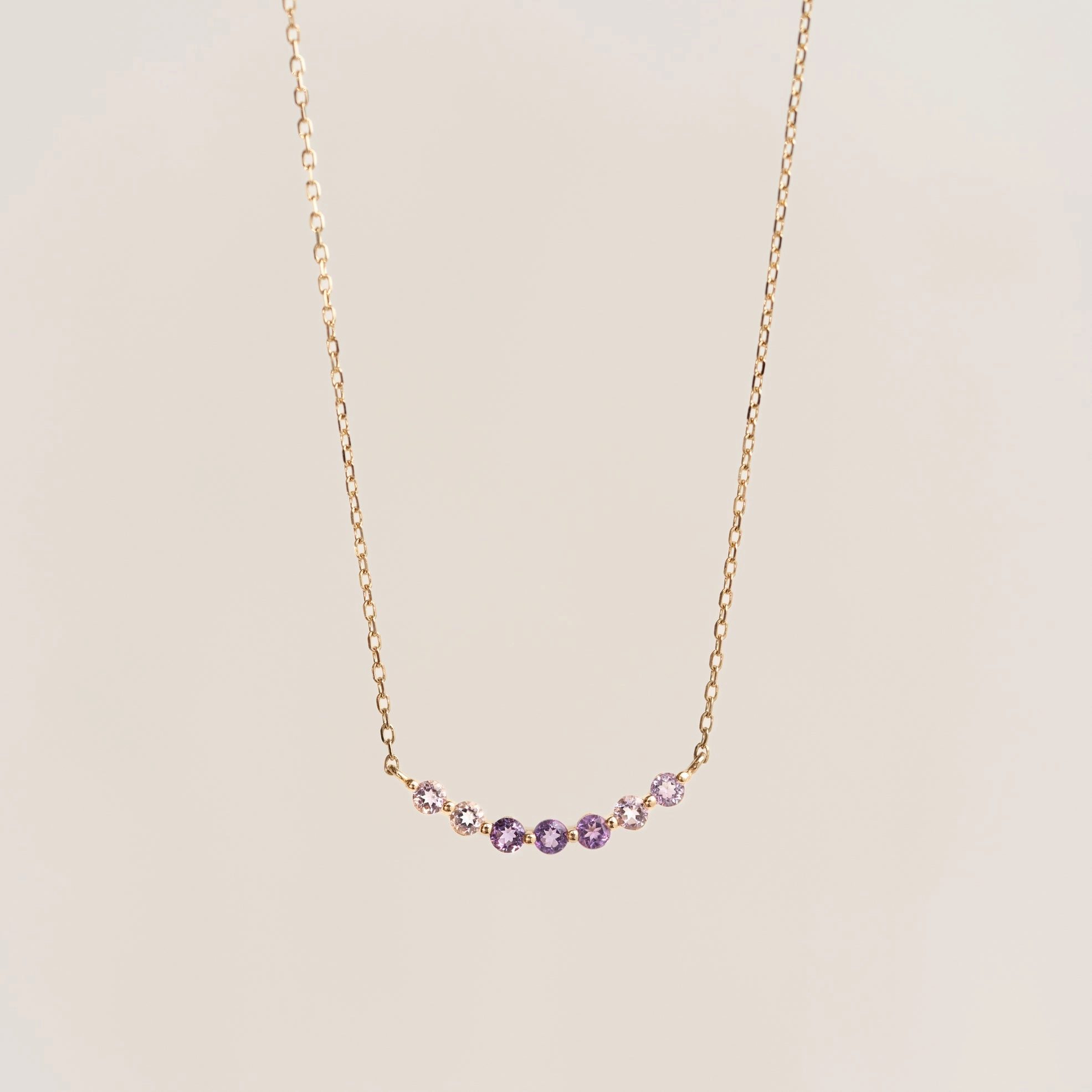 February Birthstone Necklace 14k Gold - Ombre Amethyst Celebration Style Modern Edge