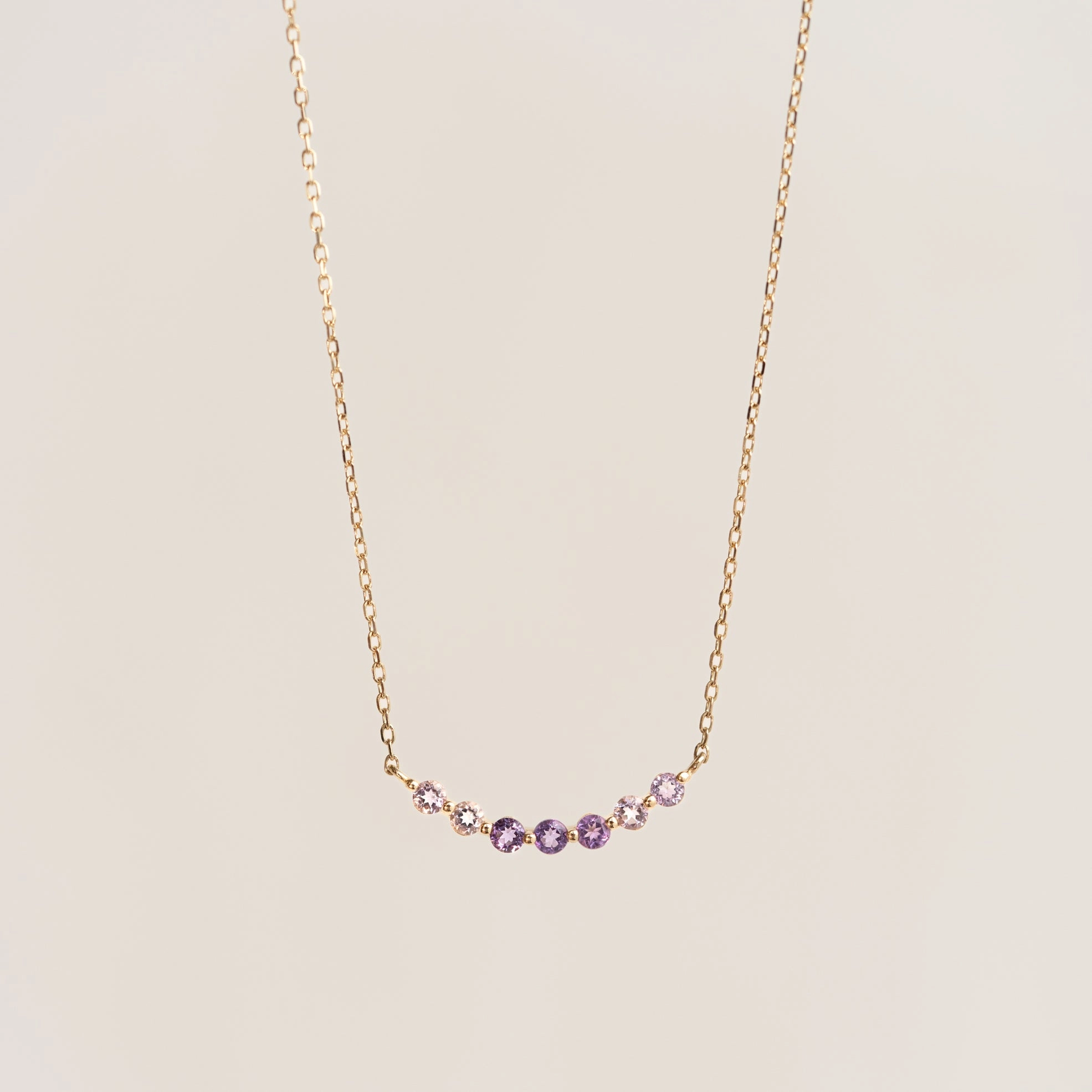 February Birthstone Necklace 14k Gold - Ombre Amethyst Effortless Gift Beautiful Wear