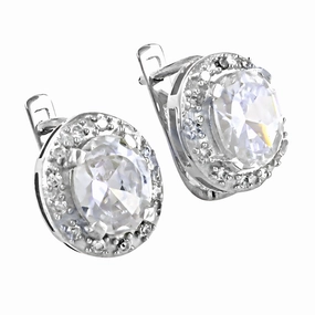 Matte Item Glittery Adornment Designer CZ Gemstone Silver Earrings for Party Wear