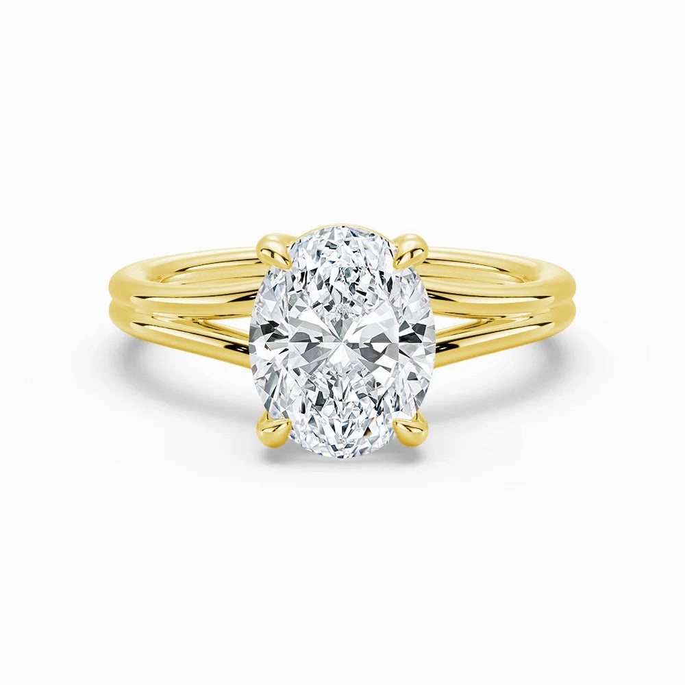 Radiant Design Layering Choice Classic Oval Solitaire Engagement Ring with Split Shank