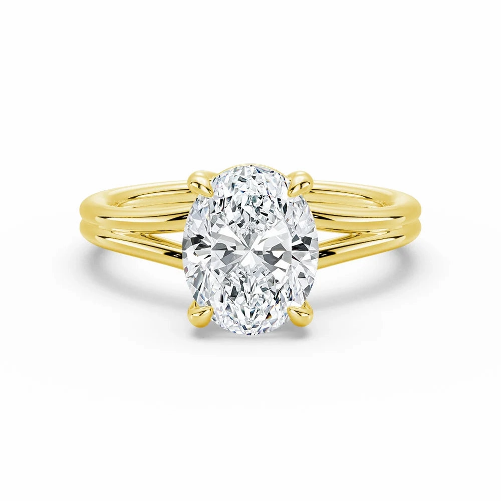 Elegant Craft Luxury Ready Classic Oval Solitaire Engagement Ring with Split Shank