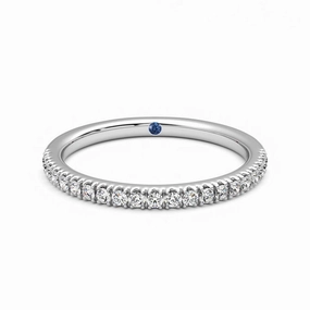 Classic Pav?? Moissanite Wedding Band with Anniversary Stone Accent Delicate Highlight