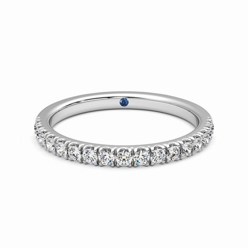 Classic Pav?? Set Moissanite Wedding Band with Anniversary Stone Accent Lively Detail