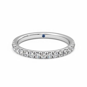 Gleaming Accent Classic Pav?? Set Moissanite Wedding Band with Anniversary Stone Accent