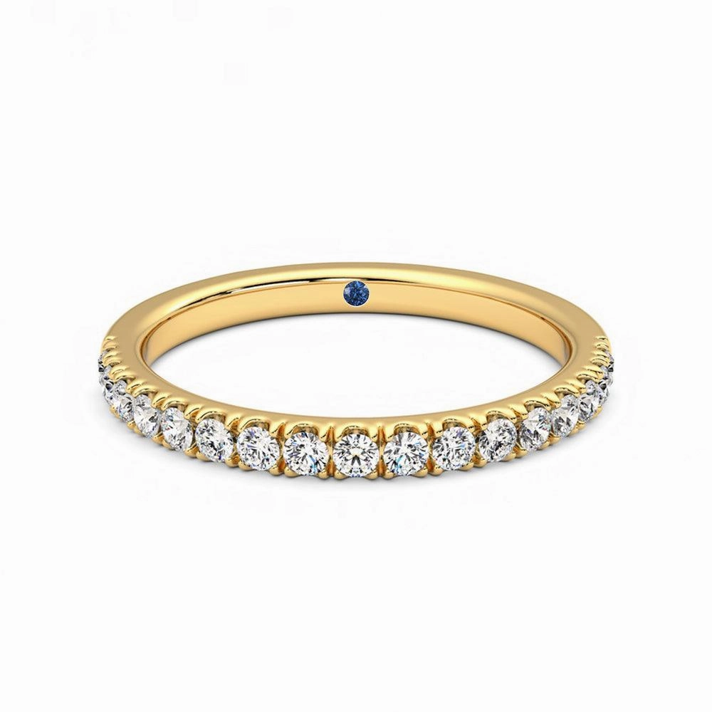 Lustrous Finish Romantic Layer Classic Pav?? Set Moissanite Wedding Band with Anniversary Stone Accent