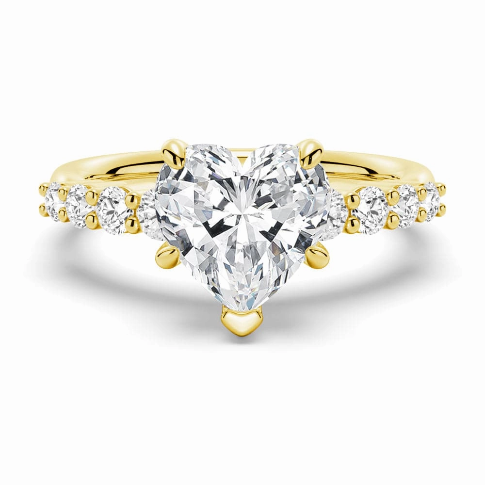 Glamorous Shine Classic Shared Prong Heart Shaped Moissanite Engagement Ring