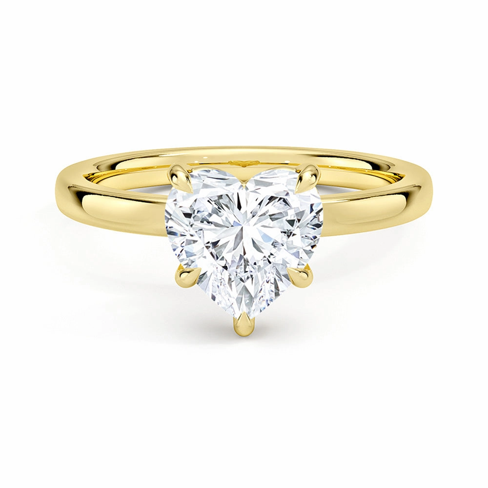 Cool Accent Evergreen style Classic Solitaire Heart Shaped Moissanite Engagement Ring