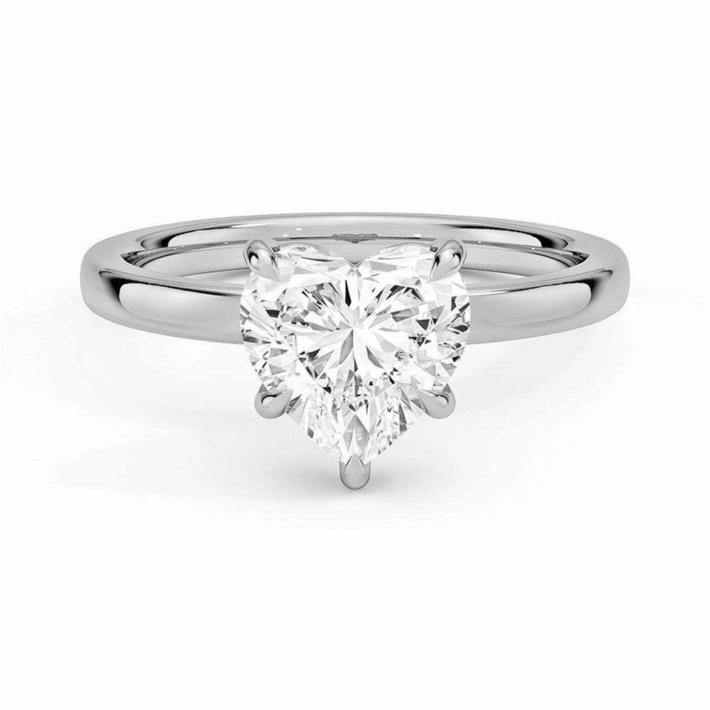 Classic Solitaire Heart Shaped Moissanite Engagement Ring Unique Pieces