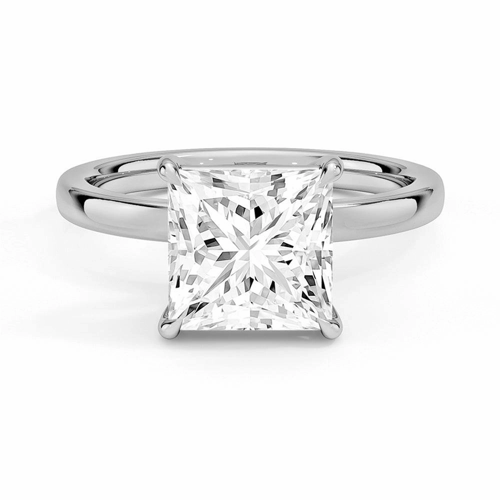 Trendy Layer Classic Solitaire Princess Cut Moissanite Engagement Ring