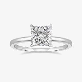 Sleek Glamour 925 Sterling Silver Princess Cut Cubic Zirconia Promise Ring