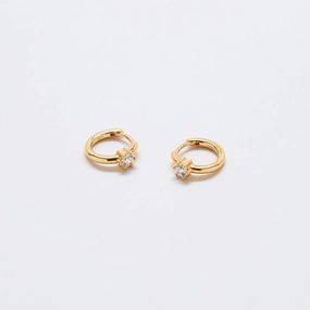White CZ Mini Huggie Hoop Earrings Perfect Layer