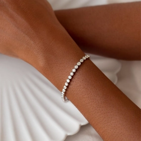 Timeless Finish Romantic Set Half Diamond Tennis Bracelet 14k White Gold (1.8 - 2.0 ct tw)