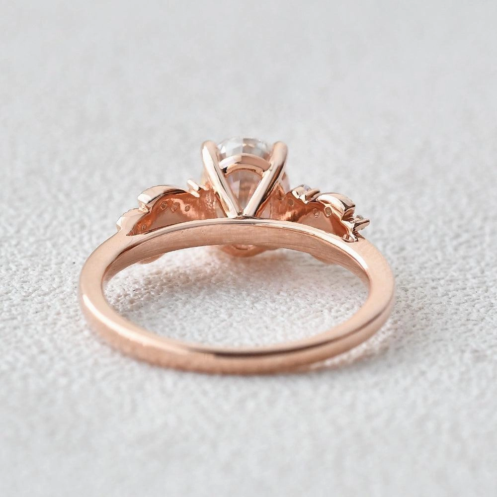 1.5ct Oval Moissanite Butterfly Cluster Ring Ethereal Feature