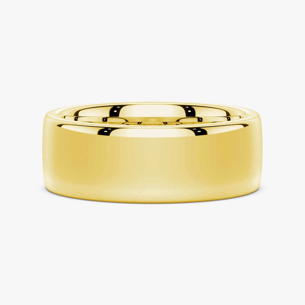 8mm Classic High Polished Flat Surface Men's Wedding Band Shimmer Effect Subtle Beauty