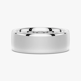 8mm Classic High Polished Flat Surface Men's Wedding Band Statement Form Detail Focus