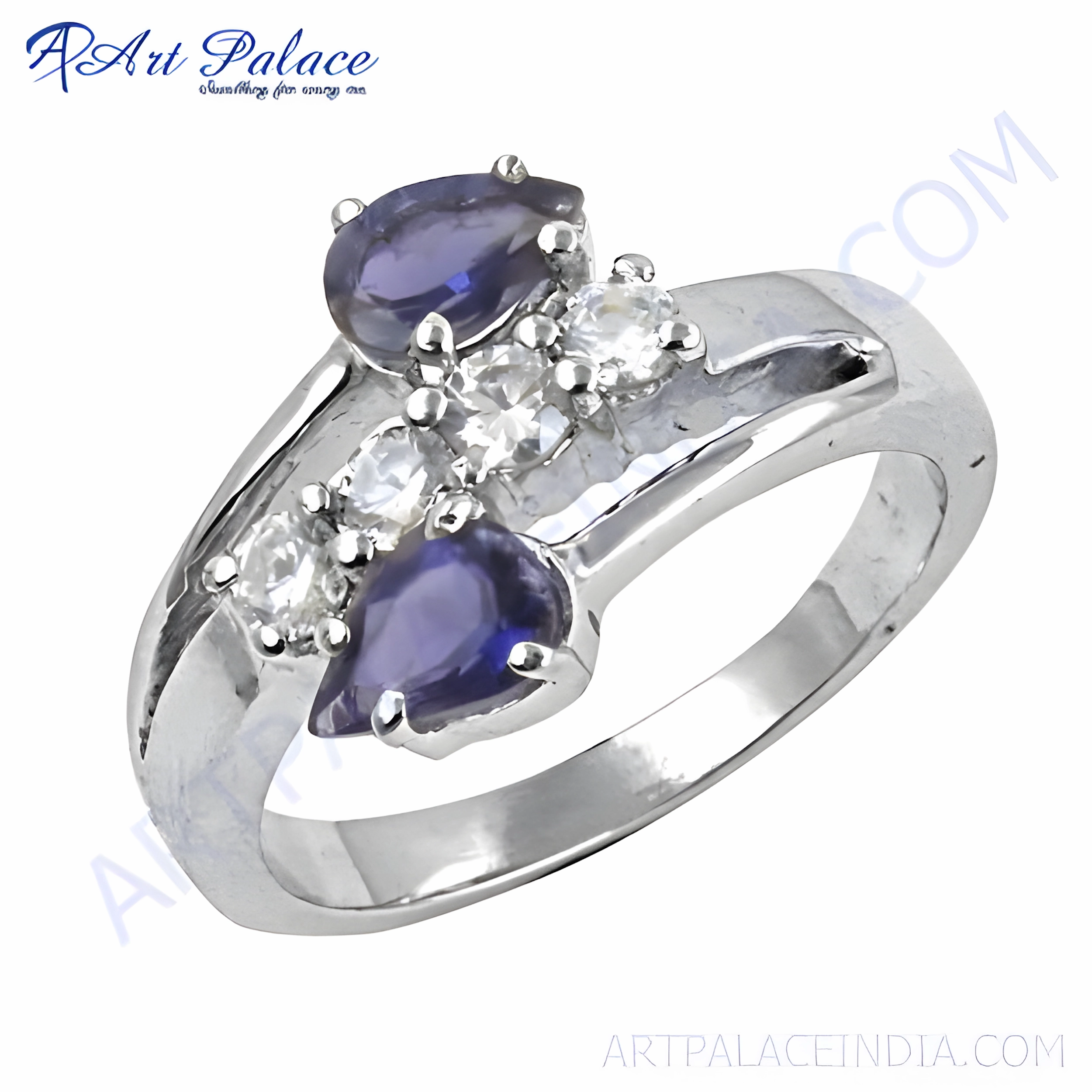 Latest Luxury Iolite Cubic Zirconia Gemstone Silver Ring | Glamorous High-Class CZ Rings Shared Experience Creative Edge
